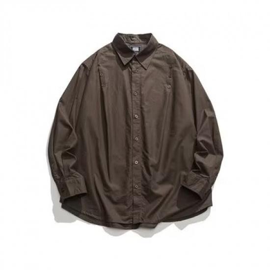 

2024 Комбинезон с длинным рукавом, рубашка в японском стиле в гонконгском стиле, свободная рубашка для мальчиков, летнее модное универсальное повседневное пальто 2XL серый