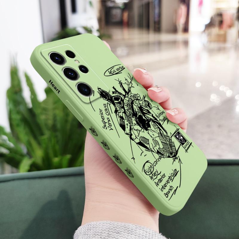 

Sketch Heart Phone Case For Samsung Galaxy S25 FE S24 S23 S22 S21 S20 S10 S10E Ultra Plus FE Note 20 Ultra 10 Plus Cover Galaxy S25 FE світло-зелений колір