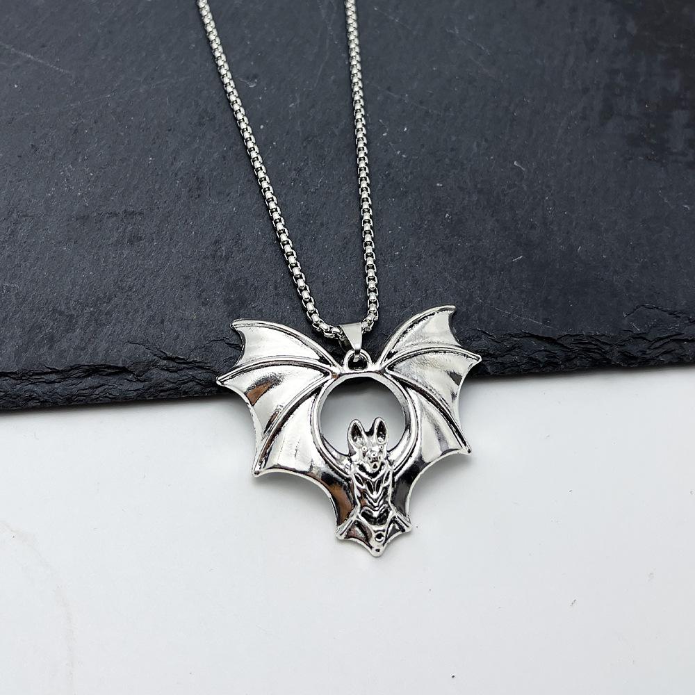 Exaggerated Gothic Bat Stainless Steel Necklace - Vampire Bat Halloween Gift