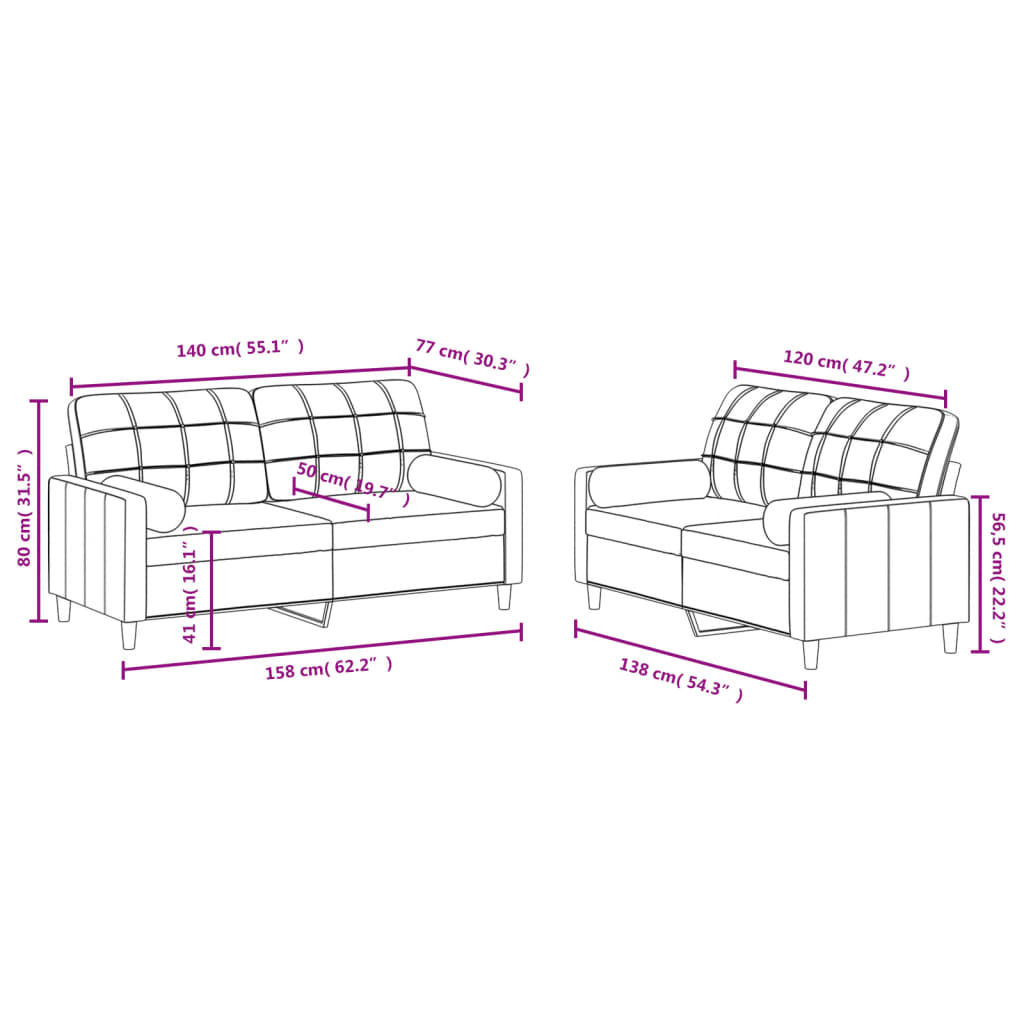 Vidaxl 2-Cz. Relaxation Set With Cushions, Dark Grey, Fabric