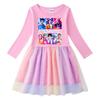 Rainbow Sequin Mesh Princess Dress for Kids - Long & Short Sleeve Options, Kpop Demon Slayer Inspired