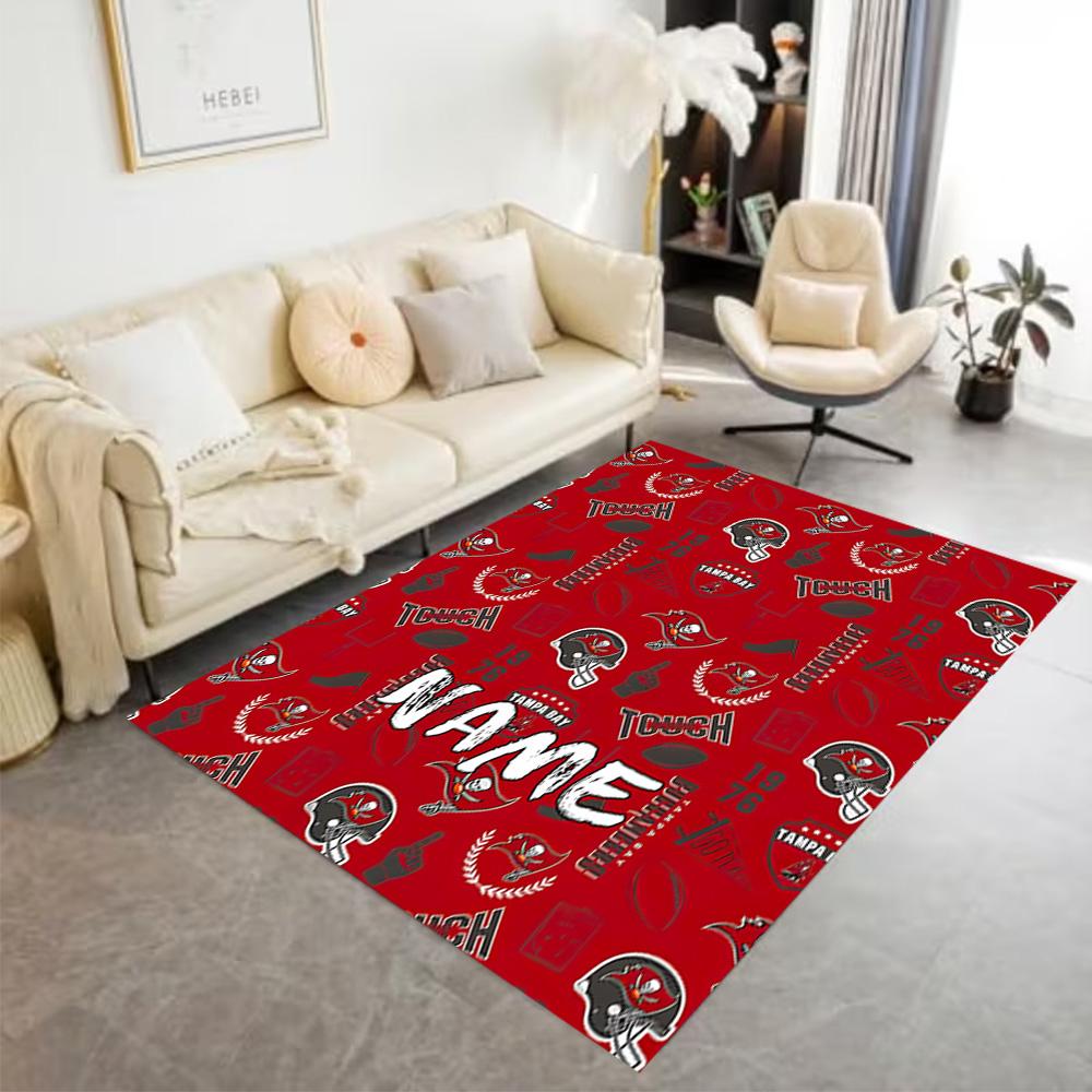 Tampa Bay Buccaneers Touch Personalized Name Floor Rug Office Rug Suitable for Entryway Dining Room Kitchen Hallway Anti-slip Rug Office Home Decor