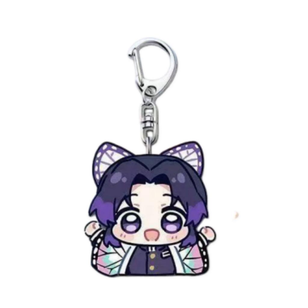Llaveros de Anime Llavero Demon Slayer Kimetsu No Yaiba Acrílico Llavero Lindo Divertido Dibujo Animado para Amigos