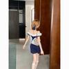 Sweet and Spicy Wind Small Flying Sleeves Lace Splicing Dress Female Summer Spice Hip Wrap Sleeveless A-shaped Skirt Waist Short Skirt