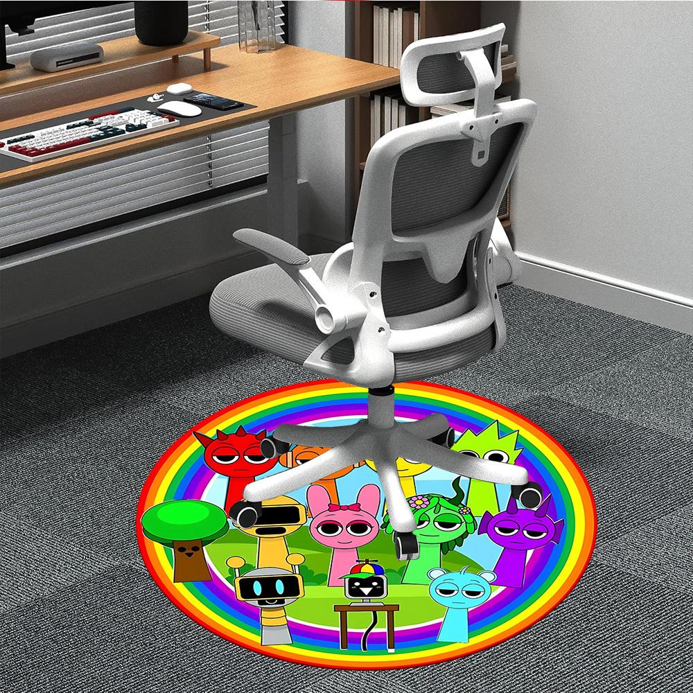 

1PC Rainbow Characters Office Round Rug, Non-slip, Soft and Durable Office Rug for Interior Decoration, Perfect for Office, Beautiful Decoration 80cm