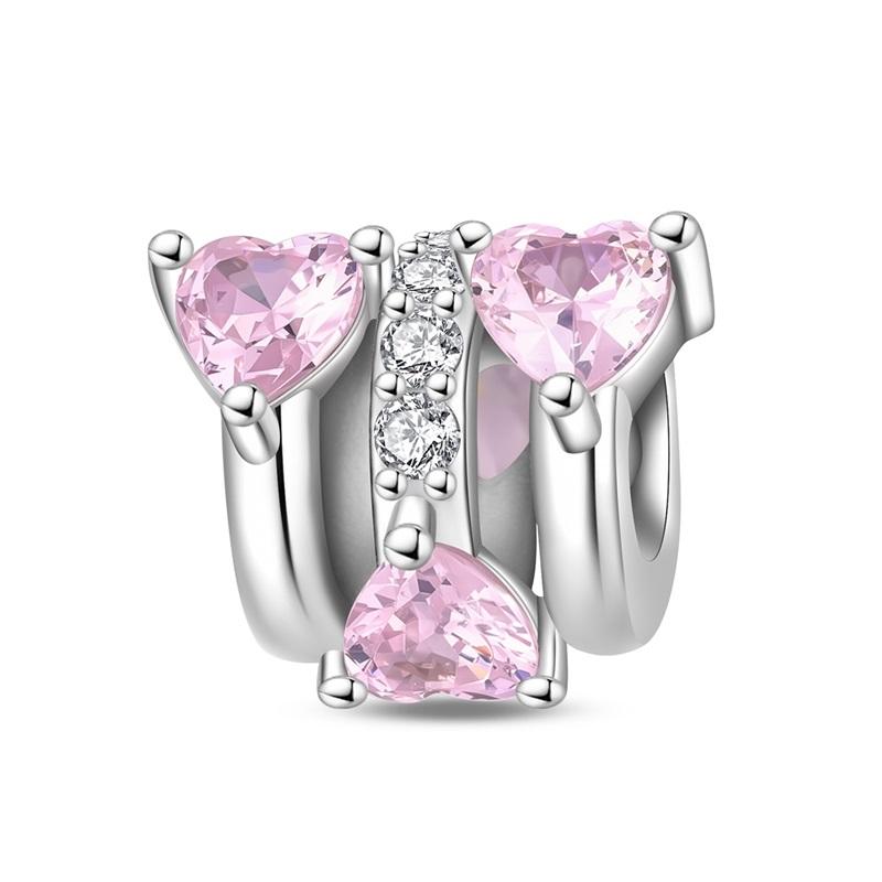 Original Copper Clip Charm Inlaid Zircon Cat Butterfly Charm Silicone Spacer Beads For Women Bracelet Diy Jewelry