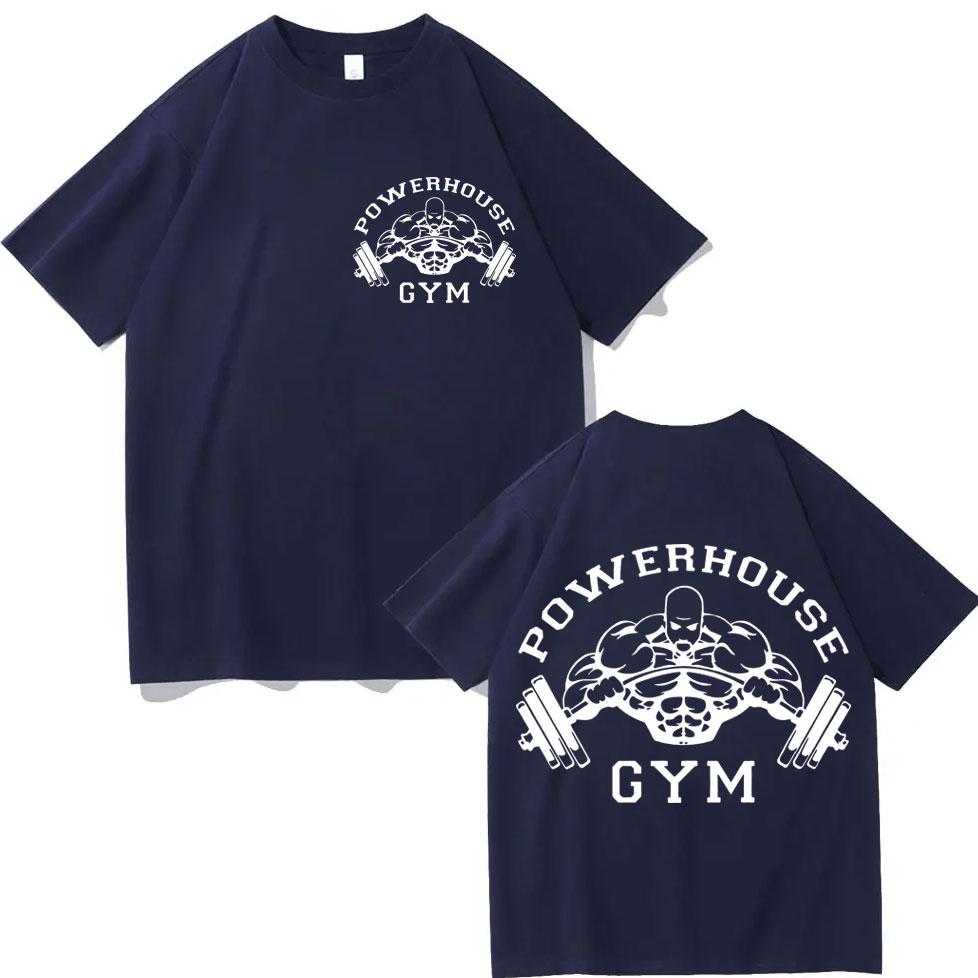 Powerhouse Gym Doppelseitige Grafik T-Shirts Mode Lässig Locker Kurzarm T-Shirts Herren Damen Hohe Qualität Baumwolle T-Shirts