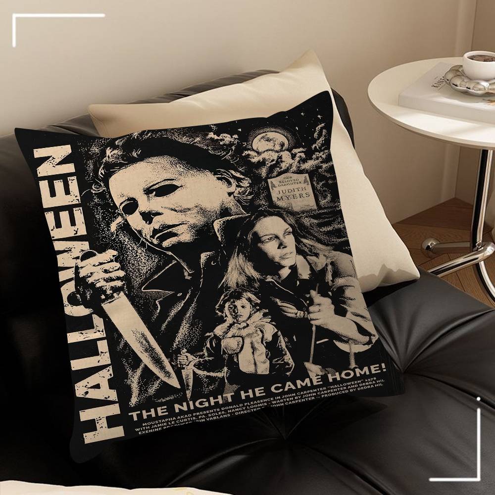 Horror Movie Characters Wall Art Michael Myers Halloween Pillow Cover Sofa Cushion Cover Home Room Decoration Children Gift