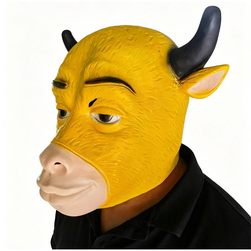Halloween Latex Bull Head Mask Creepy Cow Costume Mask for Adults Spooky Animal Face Cosplay Party Props