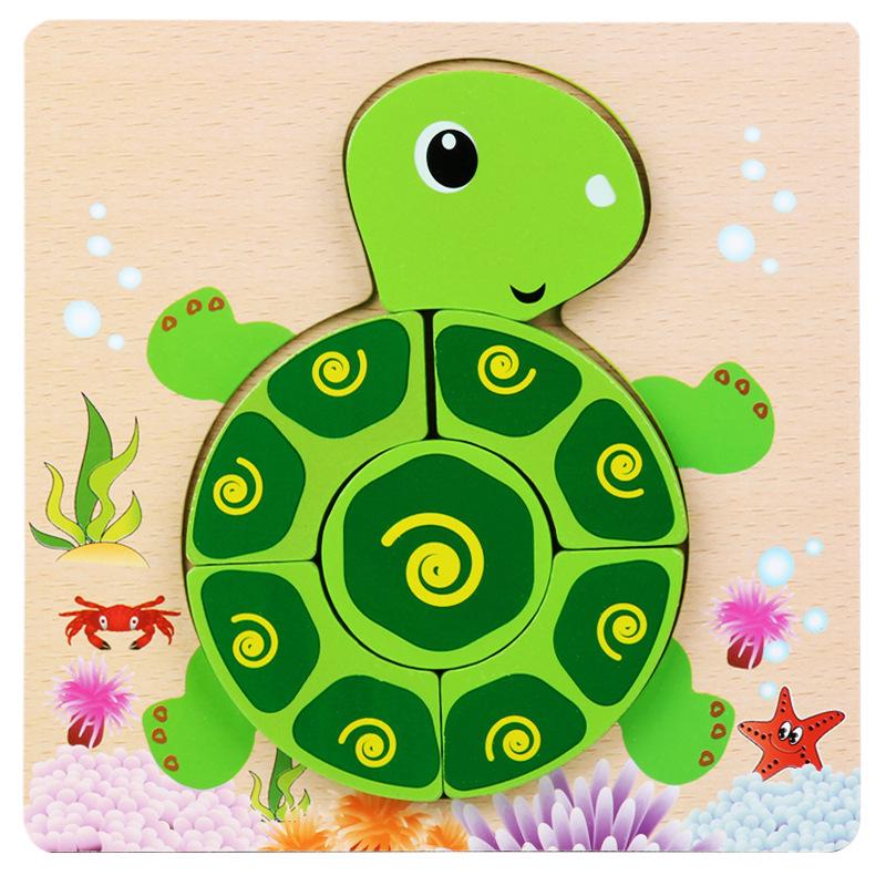 High Quality 3D Wooden Puzzles Educational Cartoon Animals Early Learning Cognition Intelligence Puzzle Game For Children Toys