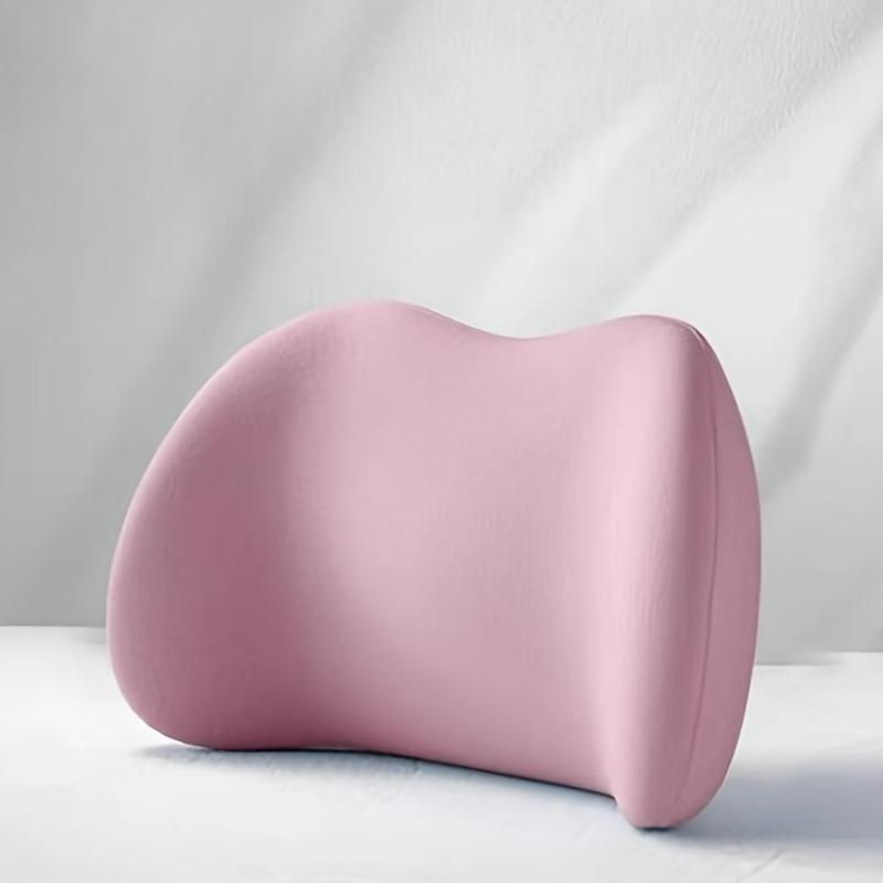 Ergonomic Lumbar Support Pillow Memory Foam Posture Corrector Pink Waist Cushion for Office Chair & Sleeping Hand Wash Only