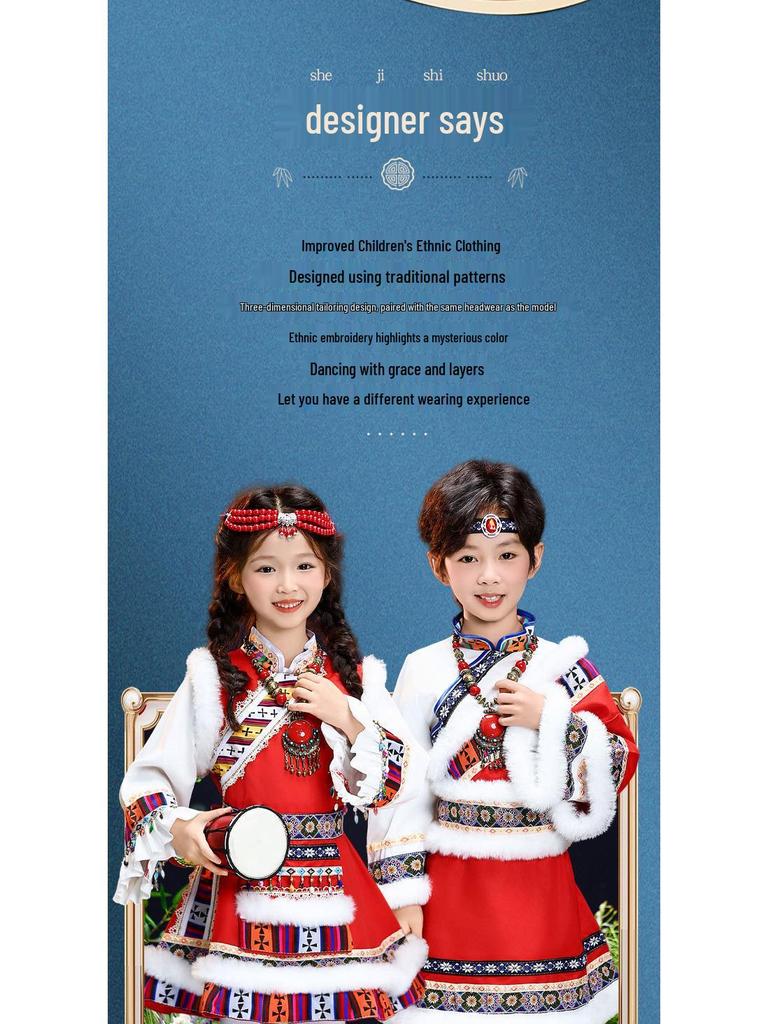 Tibetaans Etnisch Kostuum voor Kinderen voor Nieuwjaarsdag, Modeshows en Fotografie