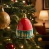 Gift for Family And Friends Christmas Bell Ornament, Retro Relief Golden Tree Print, Durable Iron Seasonal Wall Decorations Hanging Pendant