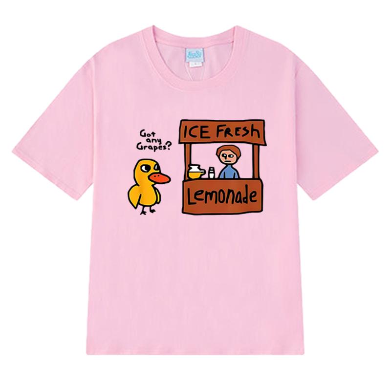 T-shirt d'été drôle et mignon canard a-t-il des raisins pour femmes harajuku t-shirts à manches courtes harajuku hauts unisexes