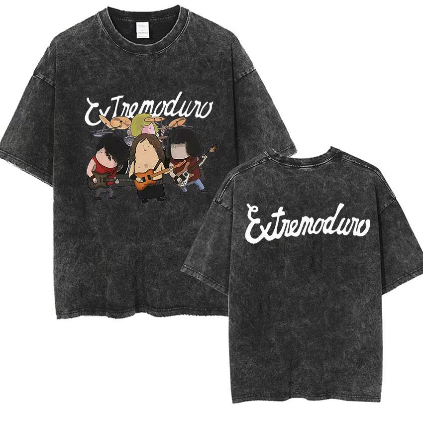 Vintage Washed Black Extremoduro Inspired Oversized TShirt Guitar  Vitruvian Man Print Retro Spanish Rock Streetwear Tee S