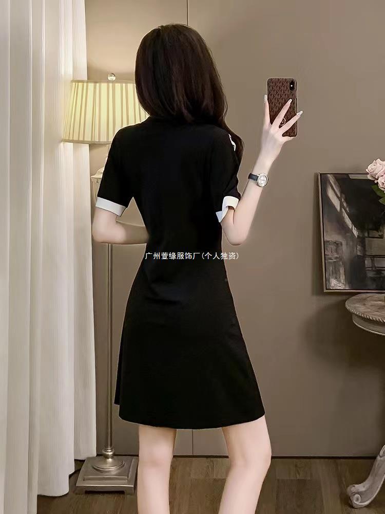 Black Casual Dress Women's Summer Thin Temperament Knitted Small Black Dress Foreign Style Age-reducing Small Skirt