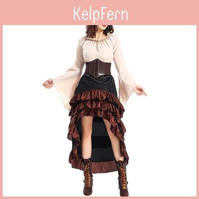 Game Themed Pirate Queen Costume With Ruffled Long Dress For Cosplay Enthusiasts