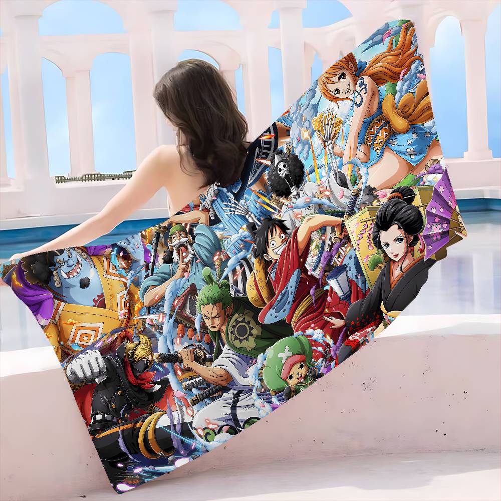 Anime O-ONE P-PIECE Anime Beach Swimming Towel Soft Absorbent Washcloth Children's Gifts for Kids Travel Camping Gym