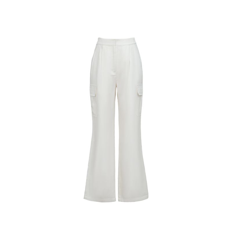 

Blacknini (Two Colors) Tencel Linen Comfortable Draping Effect Straight-leg Wide-Leg Overalls White((In Stock)) M