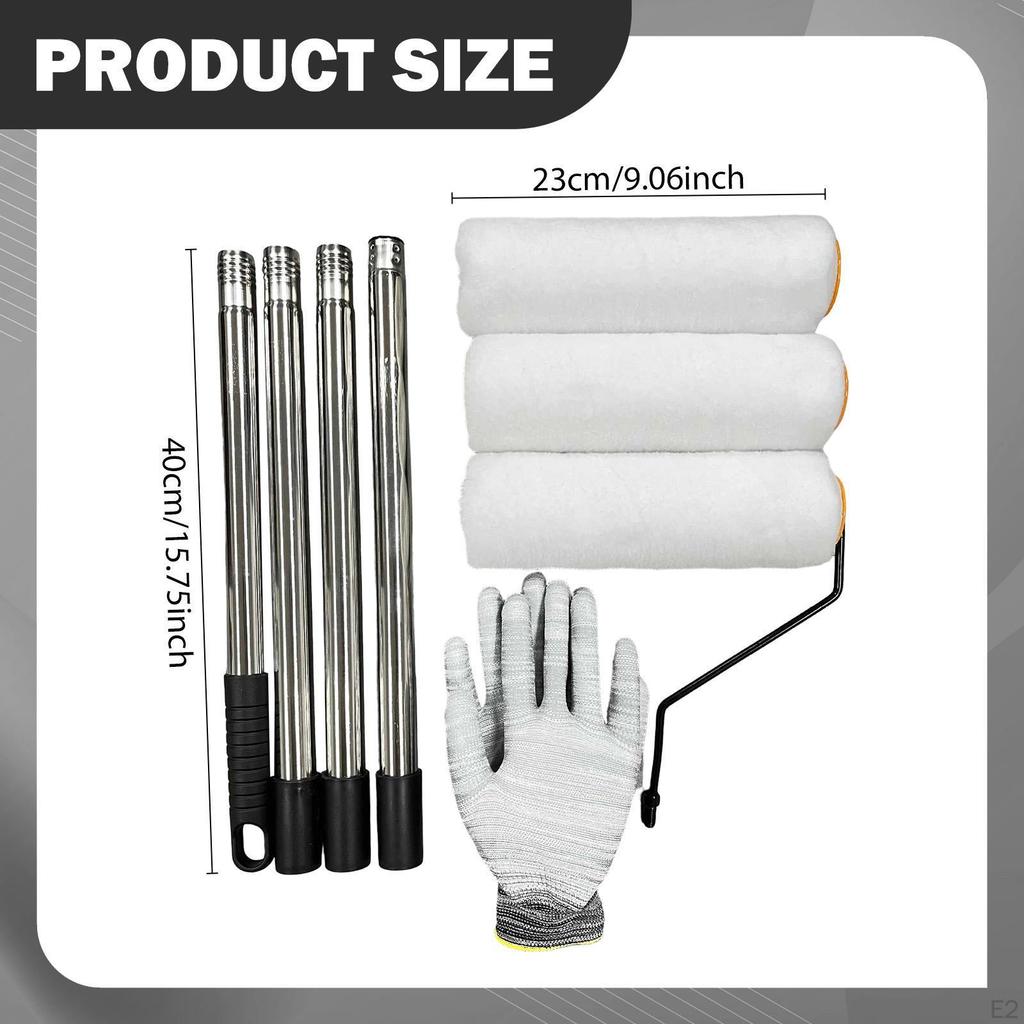 Kit Rullo Pittura Asta di Estensione Telaio Liscia con Coperture Strumento per Pittura Pareti