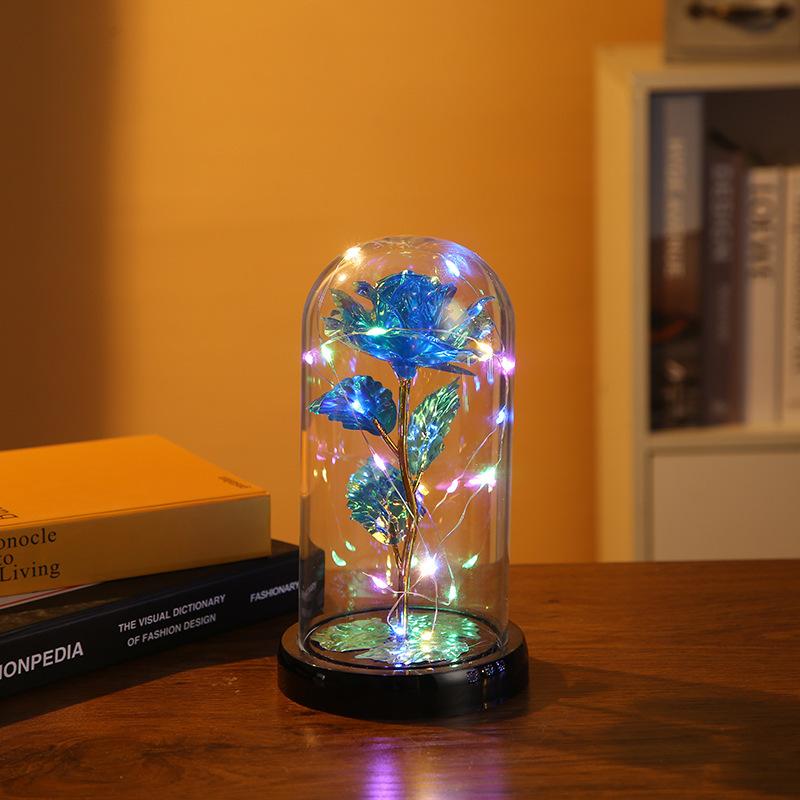 Creative Valentine's Day Gifts Rose Glass Cover Night Light Ornament Scene Arrangement Lighting Eternal Flower Glass Cover