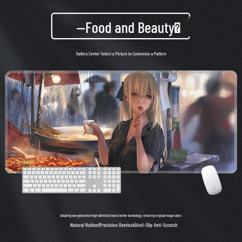 Extra Large Anime Esports Mouse Pad with Stitched Edges for Men and Women, Computer Desk Mat and Keyboard Pad
