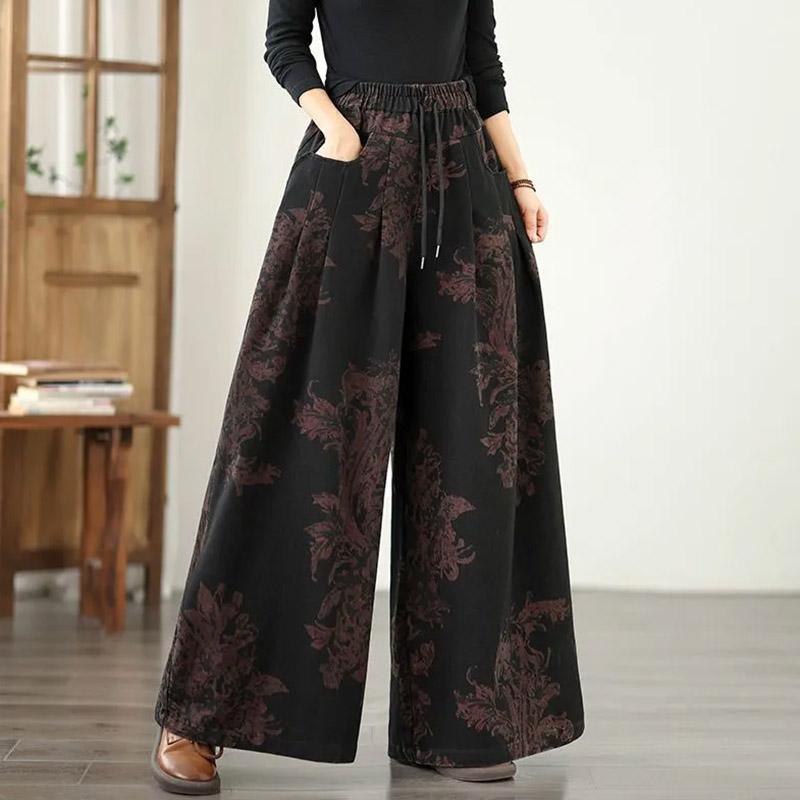 Hose für Damen Elastische Hohe Taille Lange Hose Übergröße Verdickt Dehnbar Vielseitig Lässig Weitbeinjeans