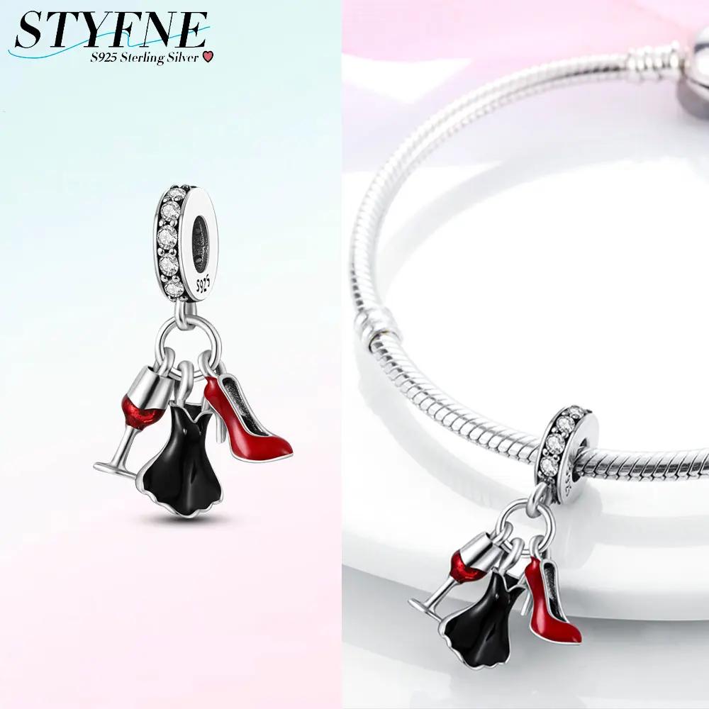 Fashion Woman Red Charms Copper Strawberry Ladybird Cars Lipstick Beads Fit Pandach Original Bracelets Diy Jewelry Gift