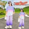 Girls' Trendy Summer Street Style Set, Sporty Fashion for Ages 8-9