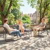 Garden Furniture Set Seating Group for 4 People Breathable Garden Lounge with 2-Seater Sofa 2 Armchairs Rope Weave Round Table Foot Pads