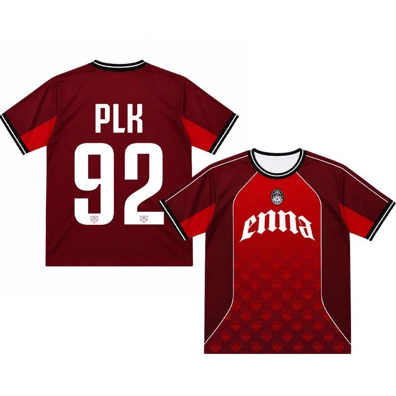 Nueva Camiseta 92 ENNA Polak Jersey 2026 Popular Rapero Francés Maillot PLK Estampado Cuello Redondo Hombres Mujeres Moda Transpirable Casual