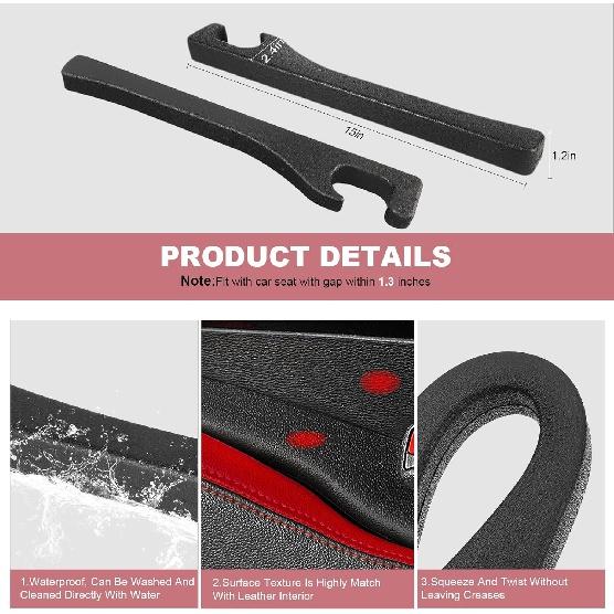 Seat Gap Filler Universal Fit Car SUV To Fill The Gaps Between Seat and Console Blocker Stopper Pack of 2 Black