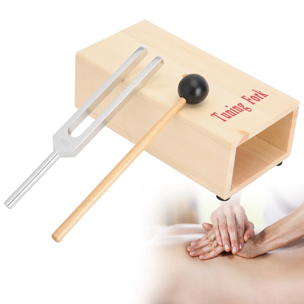 440Hz Stimmgabel Set Aluminiumlegierung Hammer Druckabbau mit Resonanzkörper