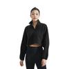 Calvin Klein Solid Color Minimalist Embroidered Letter Stand Collar Fleece Short Sweatshirt Women Sweatshirt Space-Black 4WF3W327001
