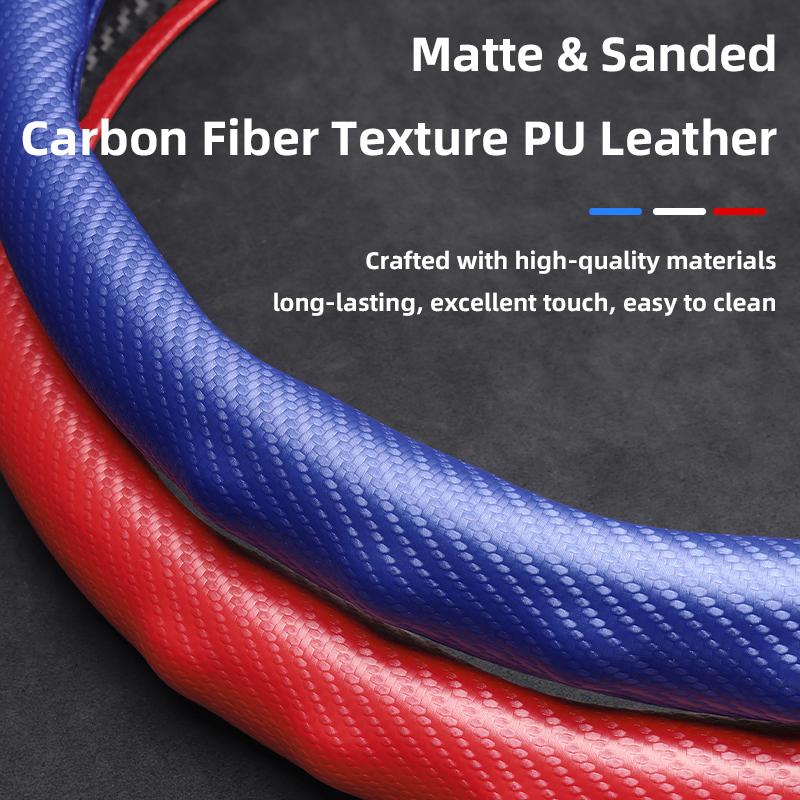 Suitable for Volkswagen Carbon Fiber Texture Steering Wheel Cover Snap-On Wave-Shaped Protective Shell Golf Passat Polo Jetta Tiguan T-Roc Atlas