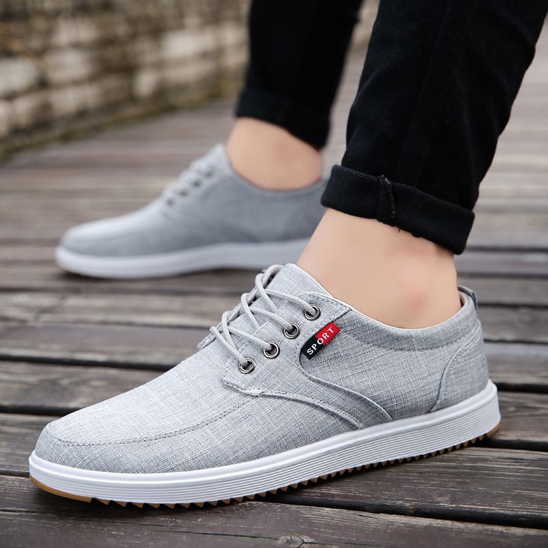 Autumn Spring Casual Breathable Linen Board Shoes Non-slip Trend Work Running Sports Men's Shoes