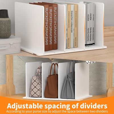 Adjustable Clear Shelf Dividers Purse Bag Divider for Organizer, Plastic Handbag Organizers for Closets Purse Storage Organizer