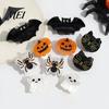 Stylish Acrylic Hair Clamps Halloween Claw Clip, Cute Headdress, Glitter Bat Pumpkin Trendy Accessories for Girls Black Cat Spider Ghost Pattern Women