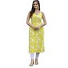 Modestouze Attires Women' Rayon Floral Kurta Set V Neck Sleeveless Calf Length Kurti And Solid Pant MaK1 5Yellow