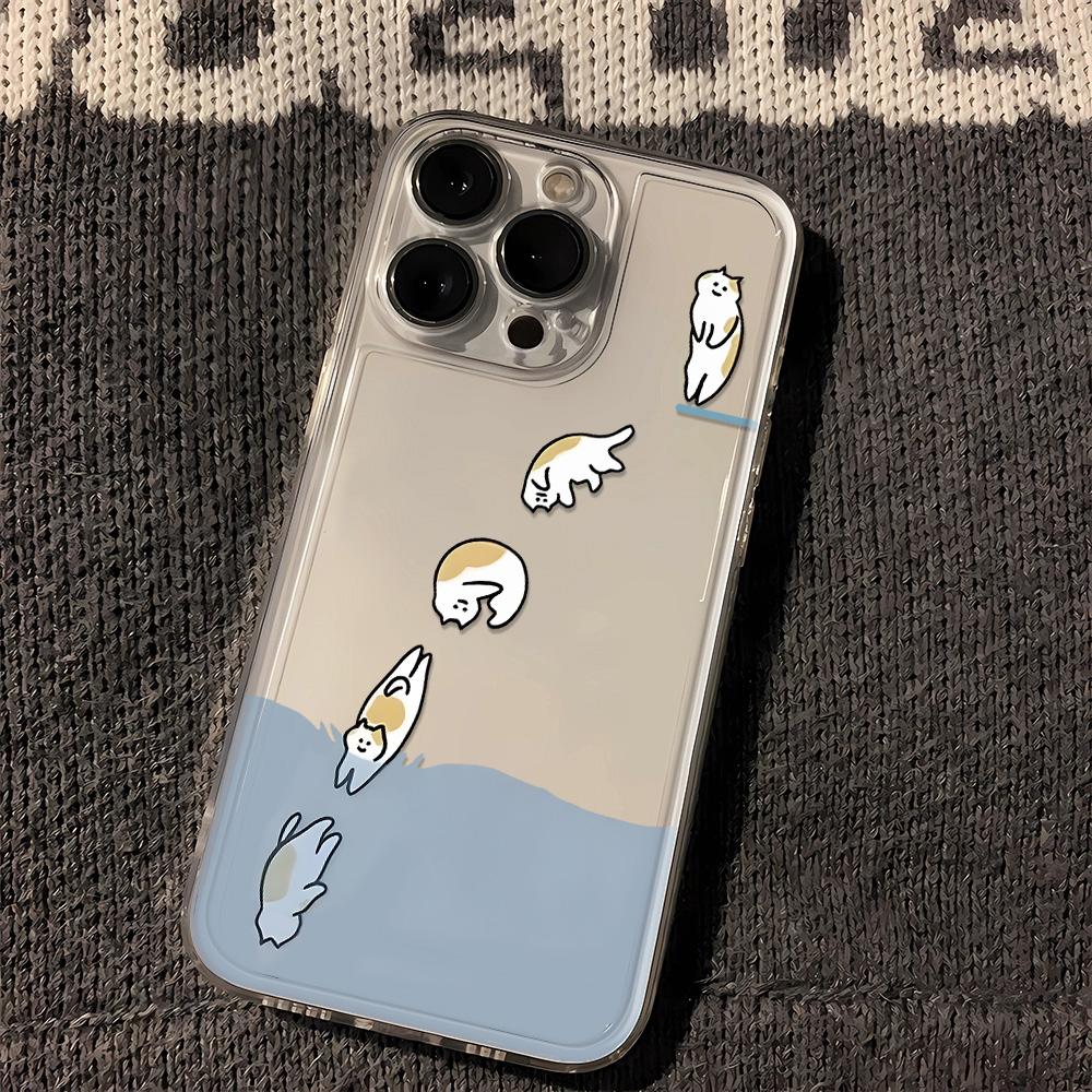 Cute Orange Cat Pinch Cheek Pattern Phone Case for iPhone 17 16 15 14 13 12 11 16E Series Pro Max Plus Double Layer Protection