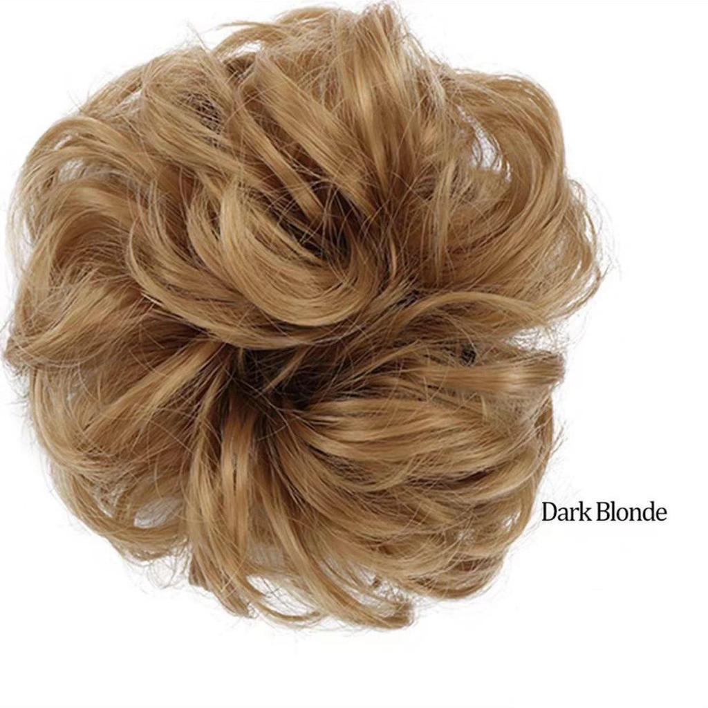 European & American Trendy High-Temp Silk Curly Hair Scrunchie Bun - Fluffy, Natural Elastic Hairpiece