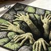 Durable Bedroom Floor Mat 3D Skeleton Halloween Rug, Spooky Optical Illusion Entrance Depth Decorative Living Room Rug Pattern Non-Slip for Decor