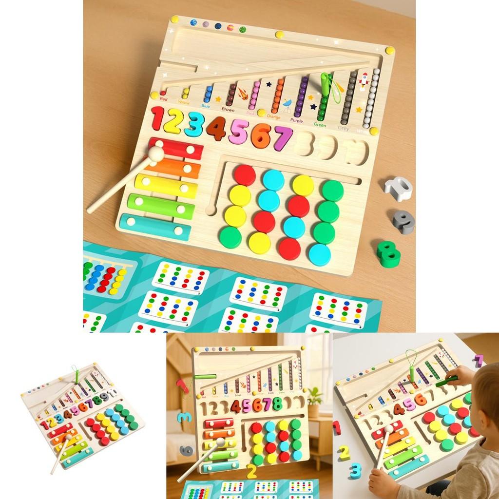Wooden Four In One Magnetic Puzzle Board Educational Toy For Toddlers