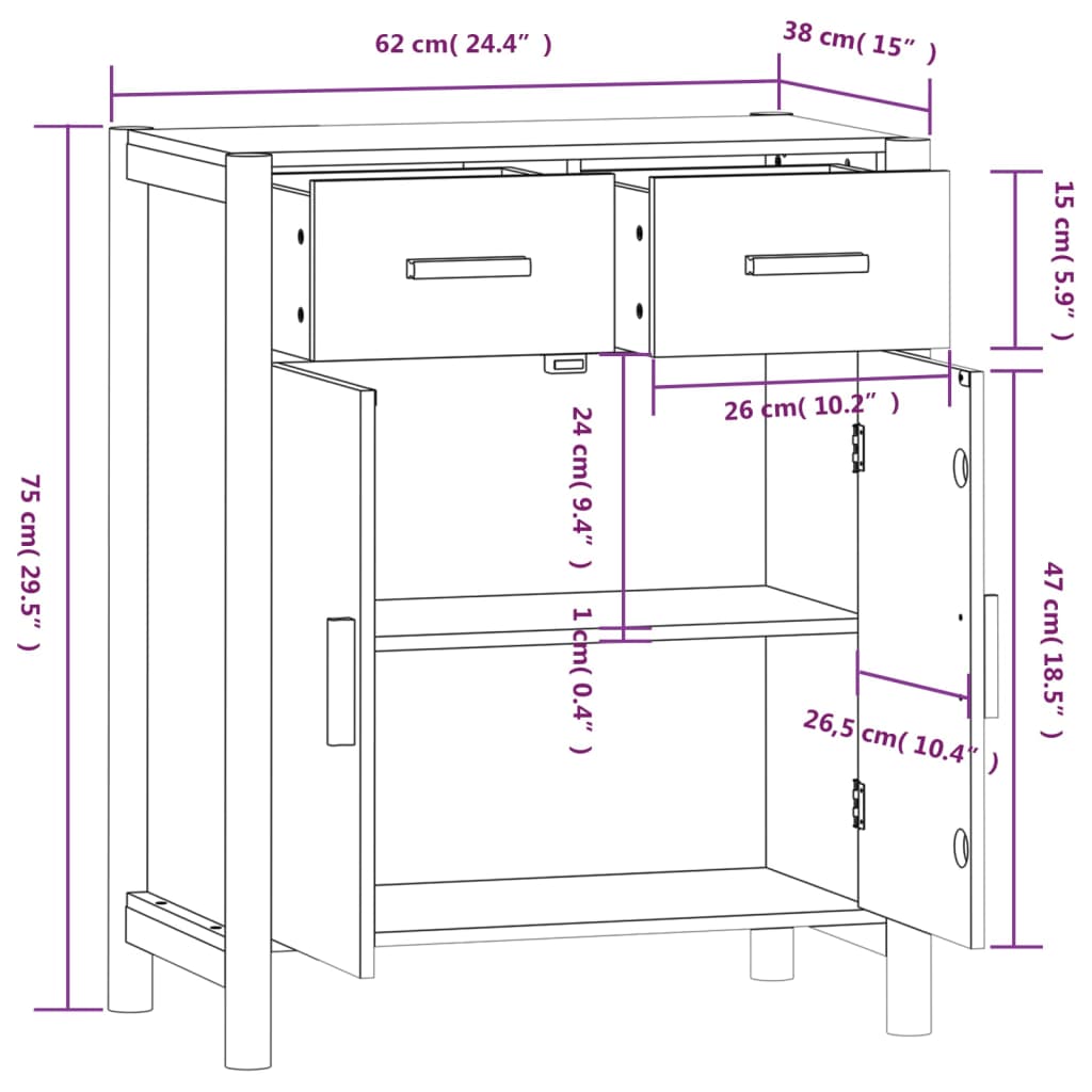 Sideboard White 62 x 38 x 75 cm Particleboard