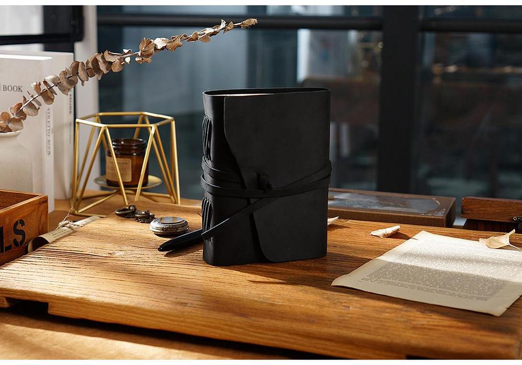 Crazy Horse Leather Loose-Leaf Notebook: Genuine Cowhide Diary In Retro Style