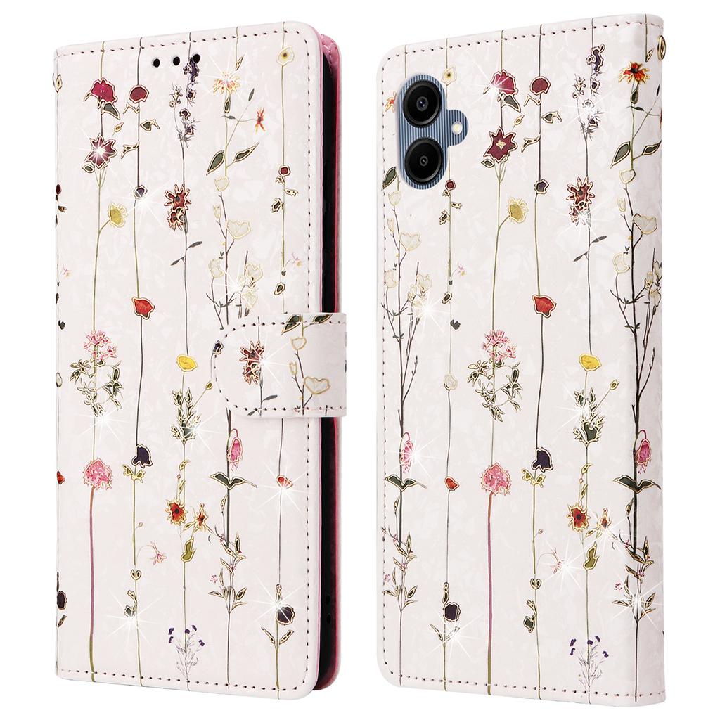 For Samsung Galaxy A07 4G/A06 4G/A06 5G Case RFID Blocking Flower Leather Phone Cover with Wrist Strap