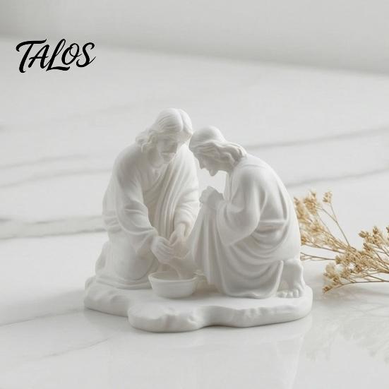 Minimalist Prayer Table Decor 3D Printed Foot Washing Figurine Ornament, Religious Desktop Statue, Delicate Resin Crafts Spiritual Decoration for Home