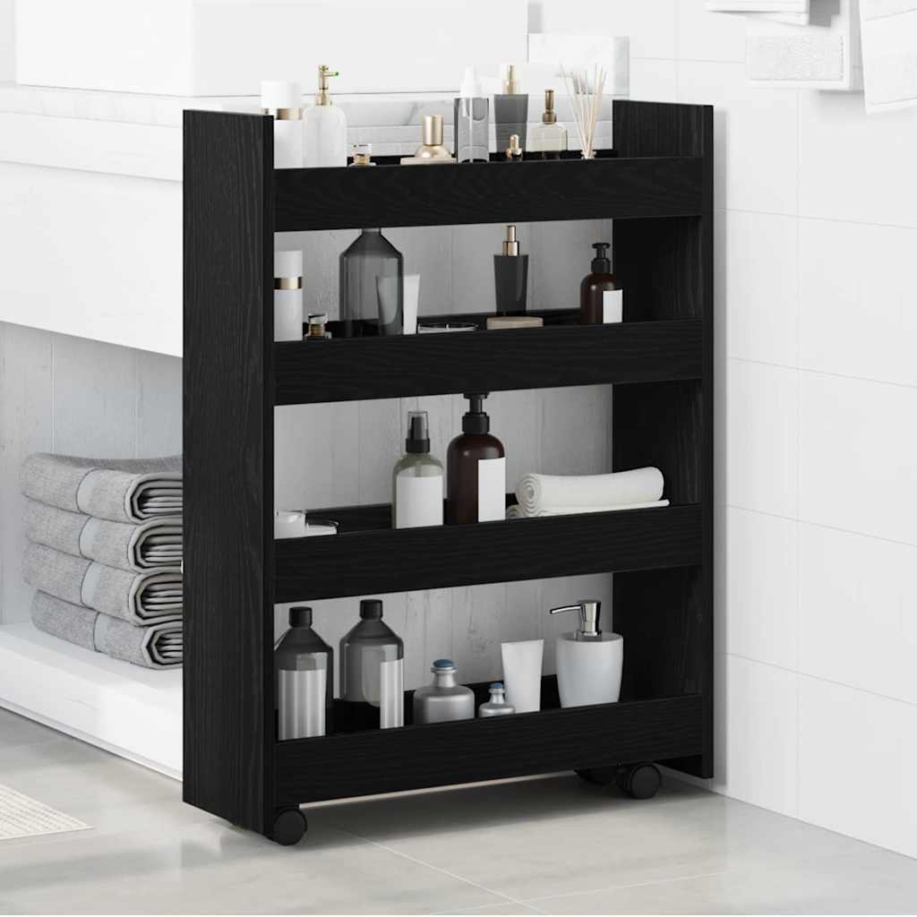 Narrow Storage Trolley Black Oak Effect