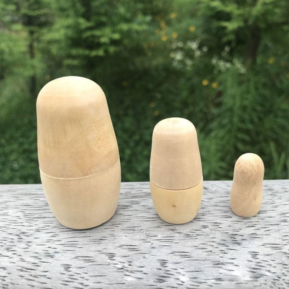 Kindergarten Handicraft Material Doll Blank Wooden Embryos Russian Nesting Dolls Matryoshka Toy