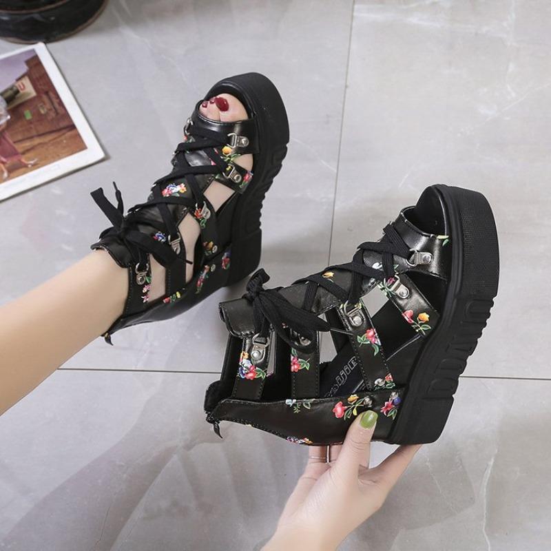 Fashion Women Shoes 2025 Summer Sandals 11CM Wedges Platform Peep Toe Sandals Woman Rome High Heels Casual Shoes Sandalias De Mujer